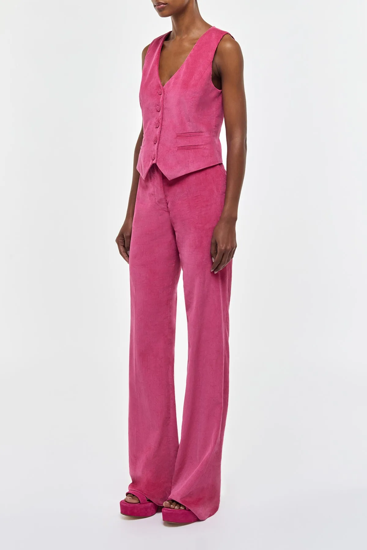 Coleridge Vest in Fuchsia Sea Island Cotton Corduroy sold by Gabriela Hearst product image thumbnail 3
