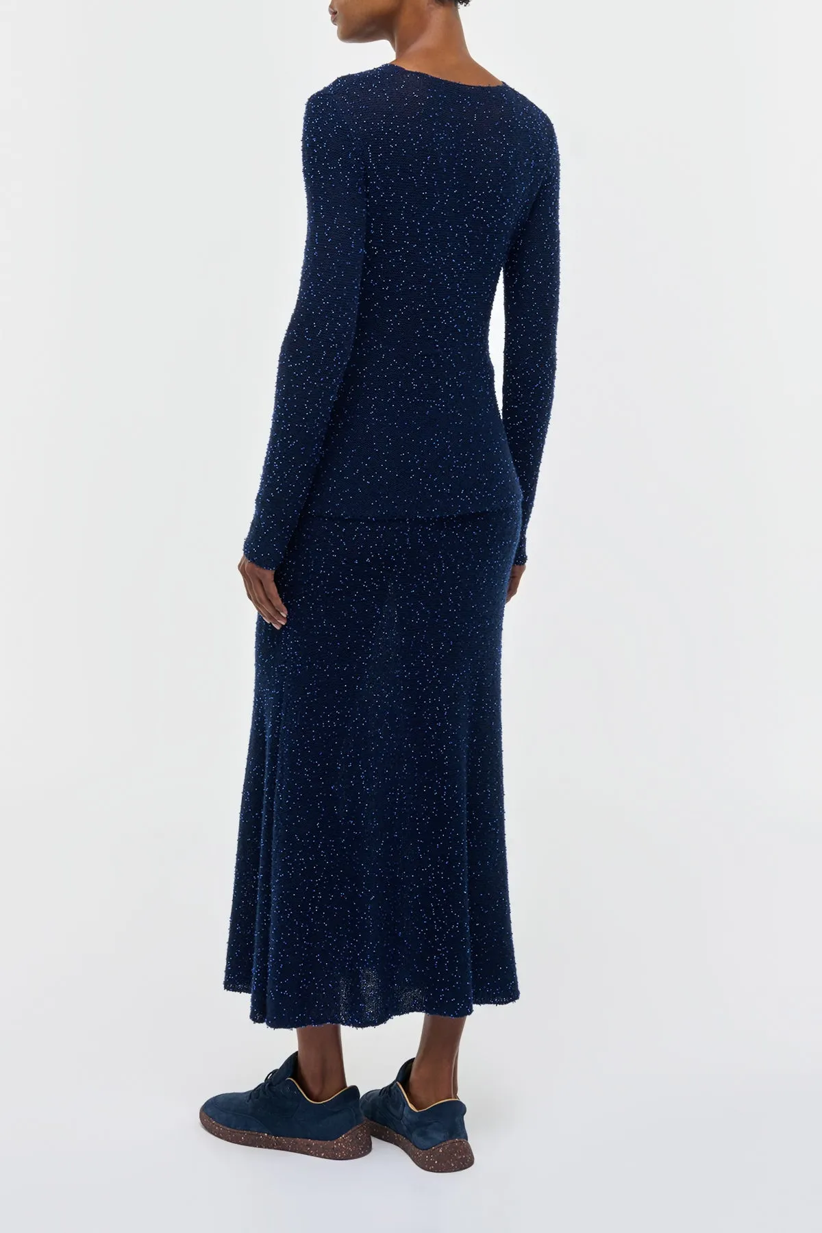 Nello Knit Sweater in Electric Navy & Cobalt Beaded Cashmere Silk sold by Gabriela Hearst product image thumbnail 4