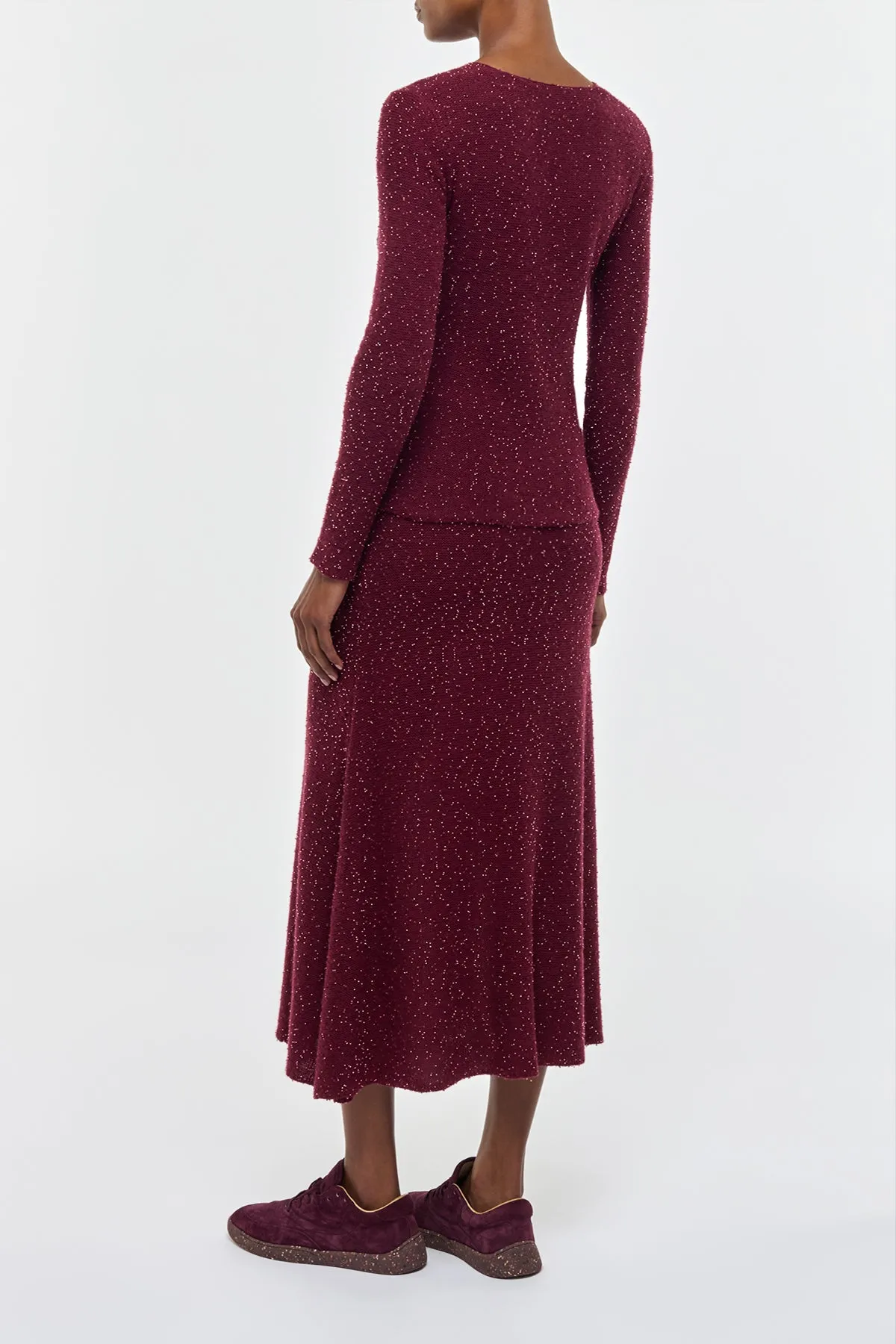 Nello Knit Sweater in Bordeaux & Fuchsia Beaded Cashmere sold by Gabriela Hearst product image thumbnail 4