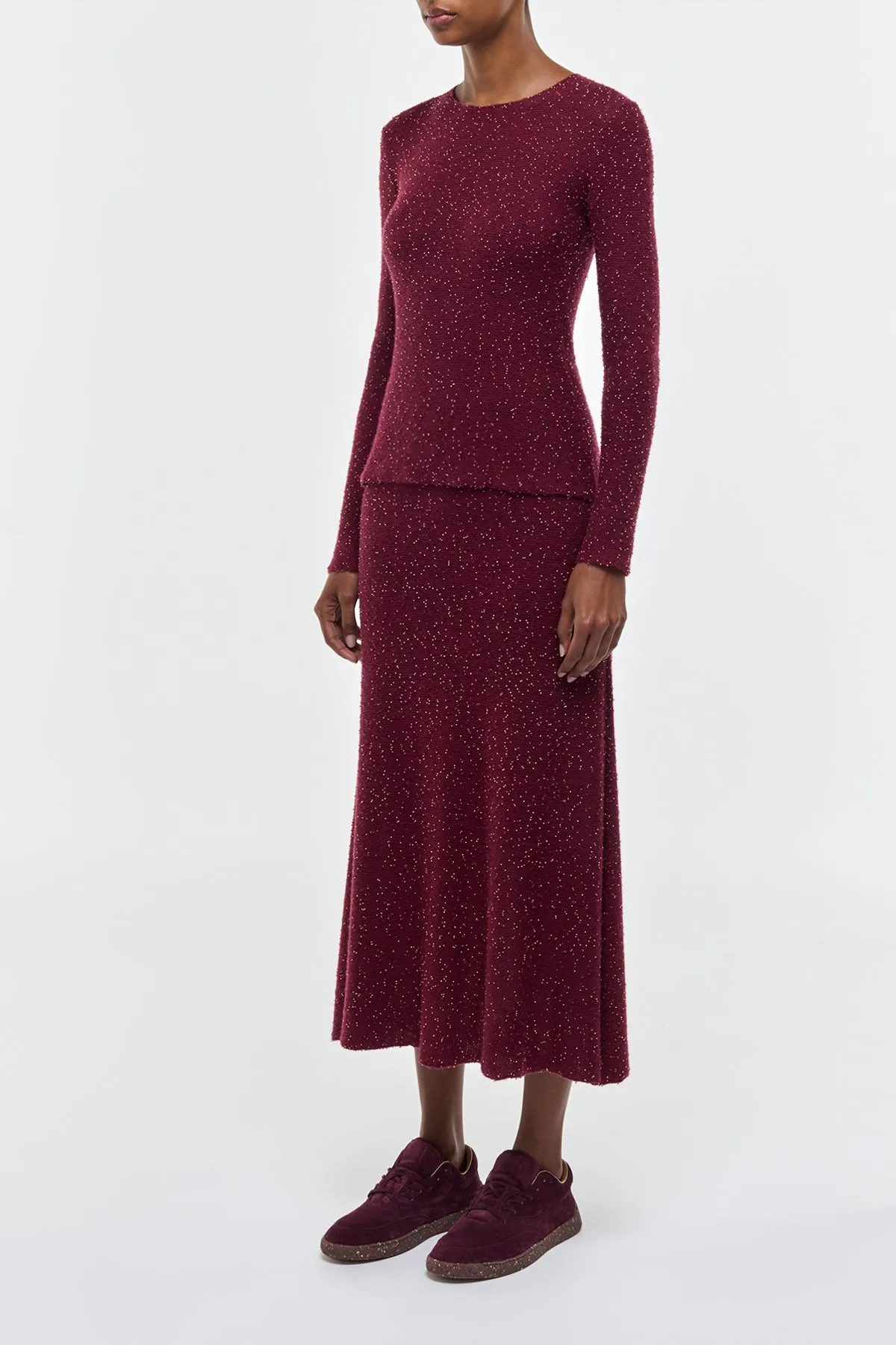Nello Knit Sweater in Bordeaux & Fuchsia Beaded Cashmere sold by Gabriela Hearst product image thumbnail 3