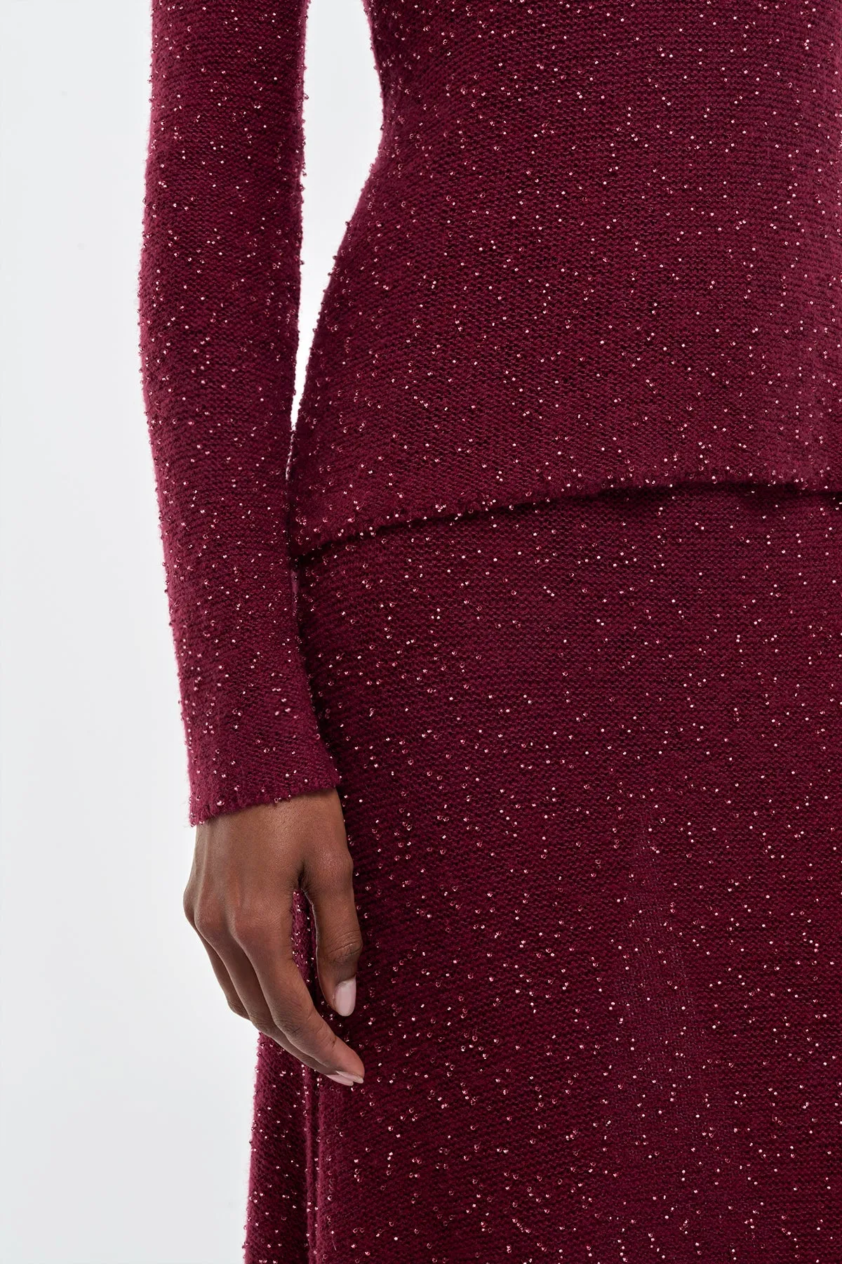 Nello Knit Sweater in Bordeaux & Fuchsia Beaded Cashmere sold by Gabriela Hearst product image thumbnail 5