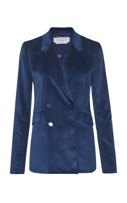 Angela Blazer in Electric Navy Sea Island Cotton Corduroy sold by Gabriela Hearst
