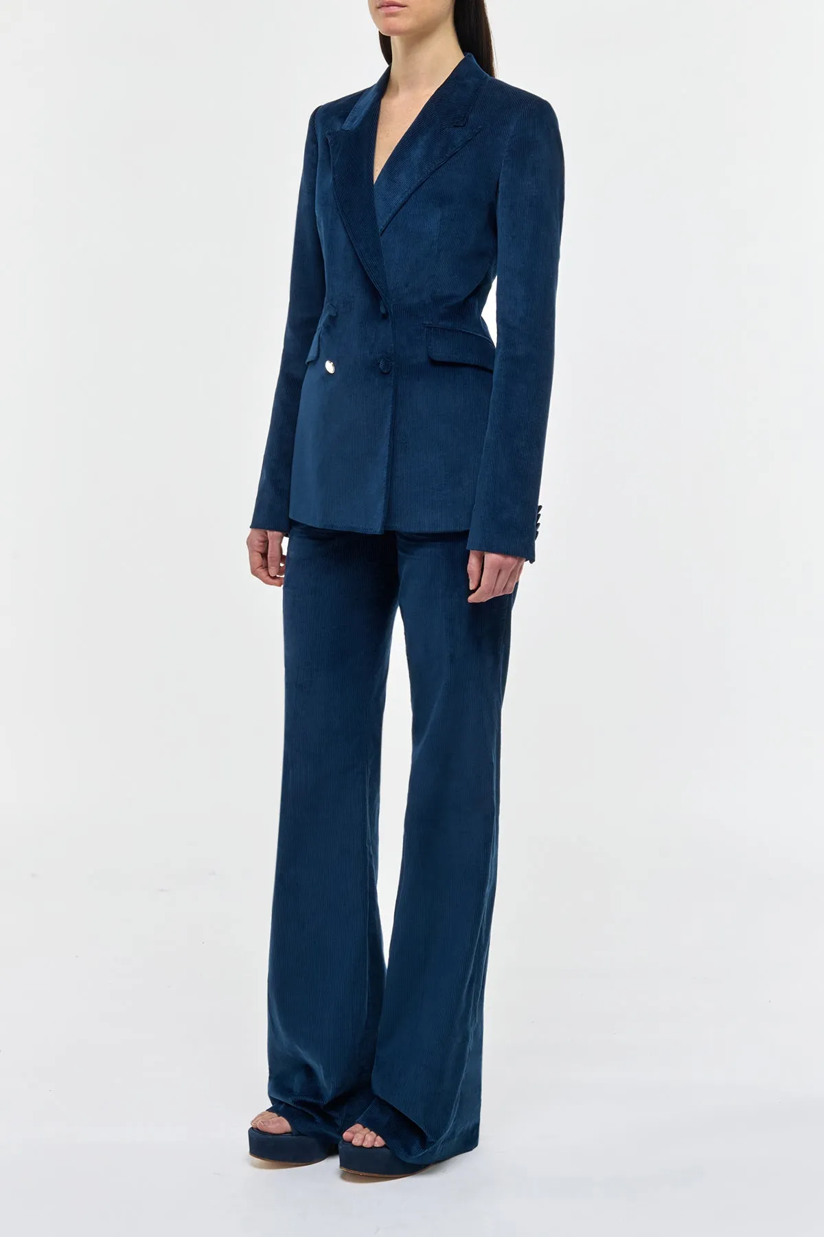 Angela Blazer in Electric Navy Sea Island Cotton Corduroy sold by Gabriela Hearst product image thumbnail 3