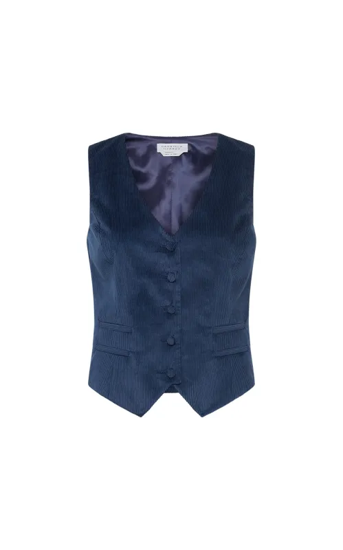 Coleridge Vest in Electric Navy Sea Island Cotton Corduroy sold by Gabriela Hearst