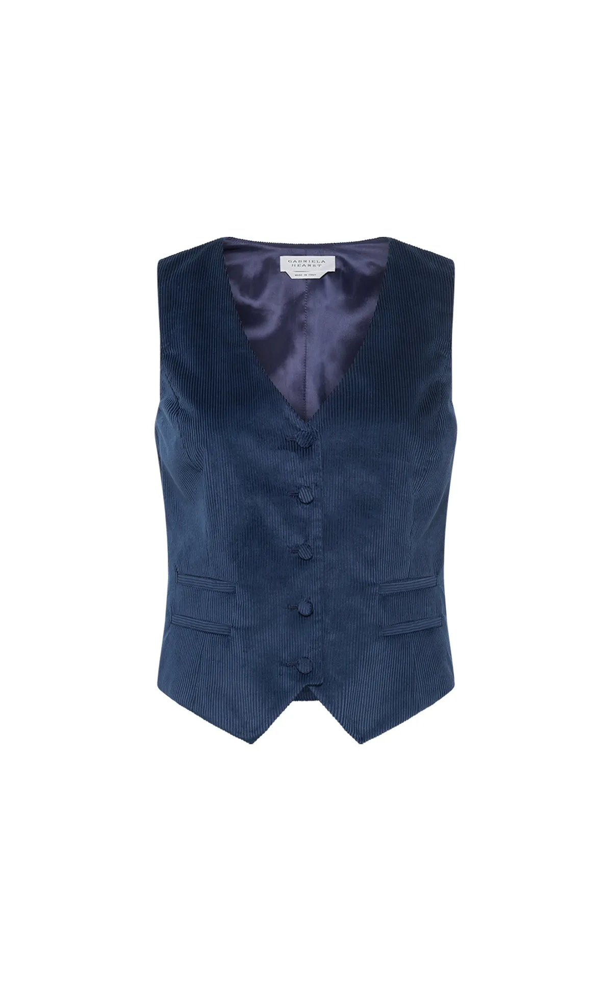 Coleridge Vest in Electric Navy Sea Island Cotton Corduroy sold by Gabriela Hearst