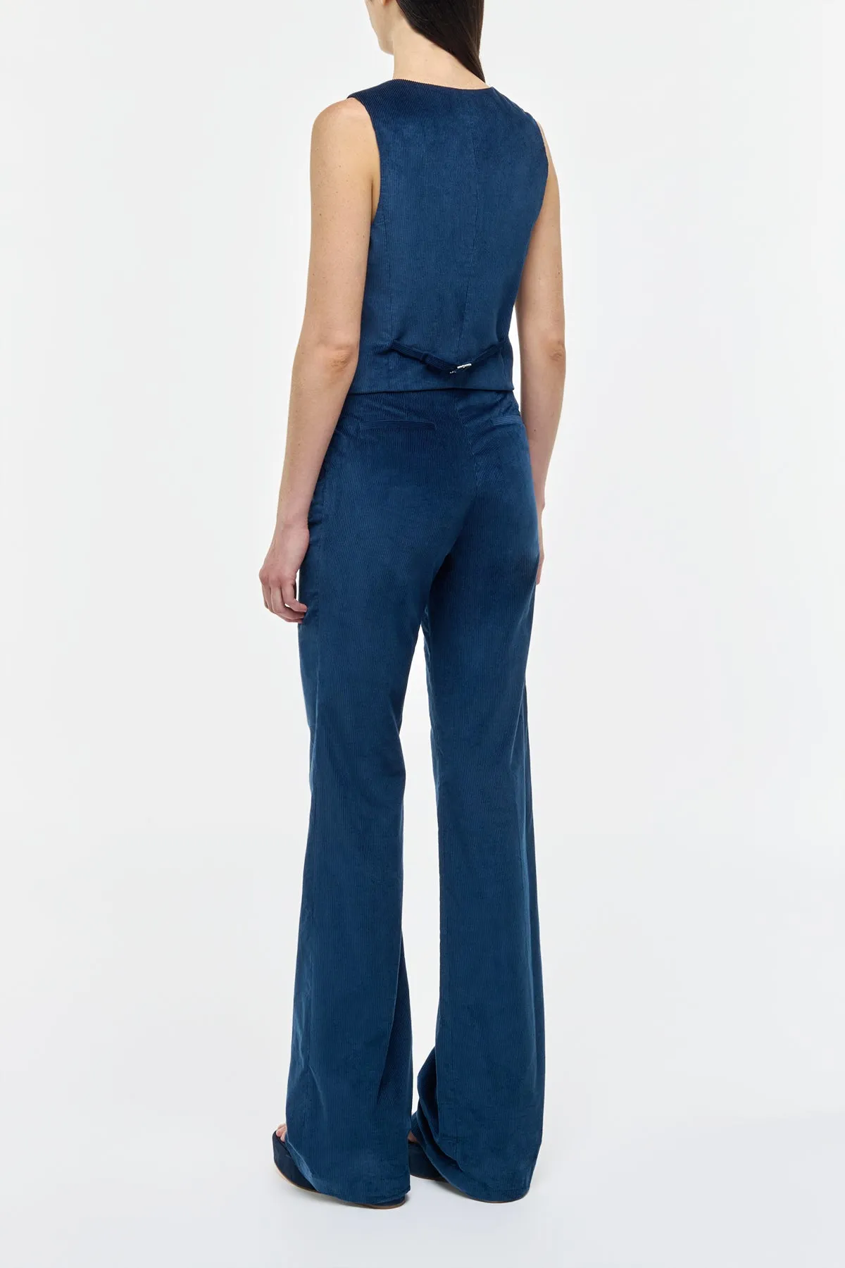 Vesta Flare Pant in Electric Navy Sea Island Cotton Corduroy sold by Gabriela Hearst product image thumbnail 4