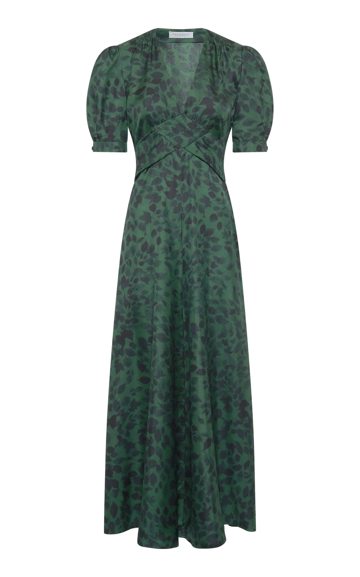 Larkin Maxi Dress in English Green Printed Silk sold by Gabriela Hearst