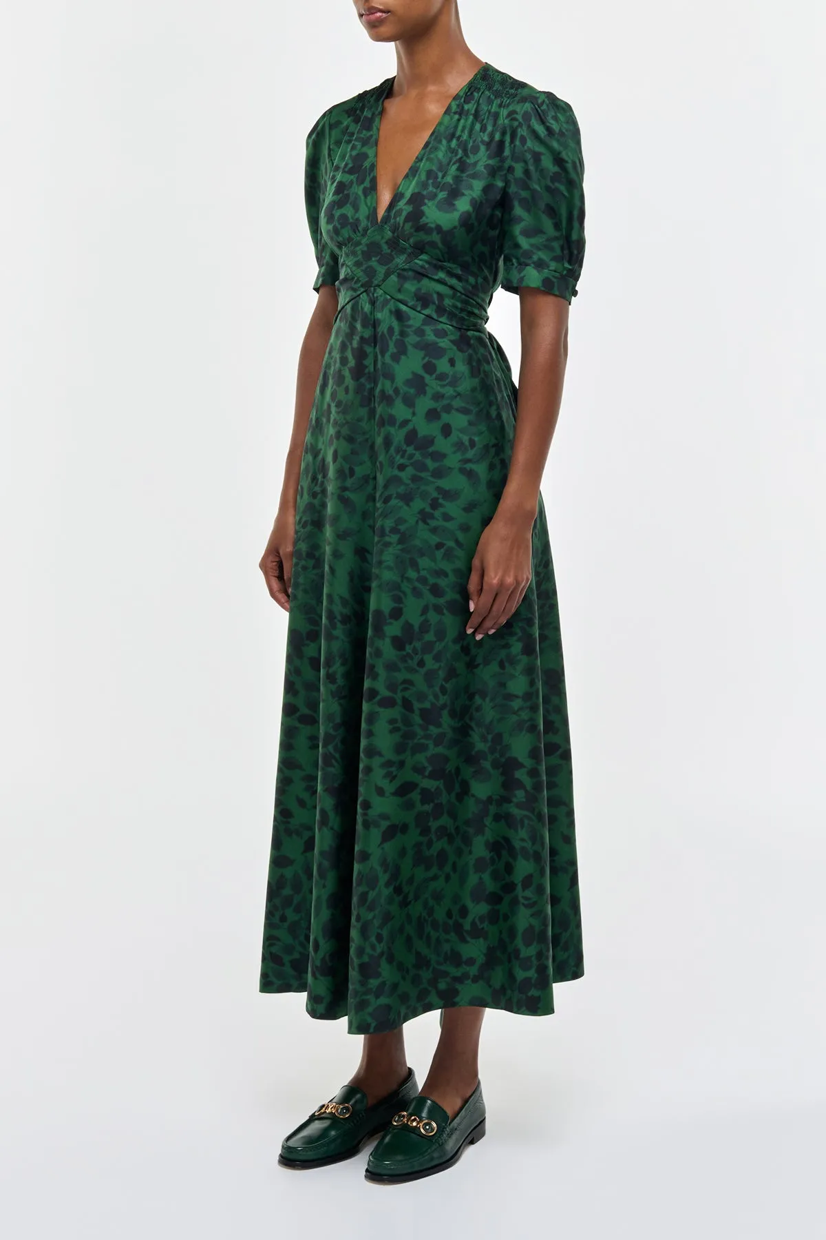 Larkin Maxi Dress in English Green Printed Silk sold by Gabriela Hearst product image thumbnail 3