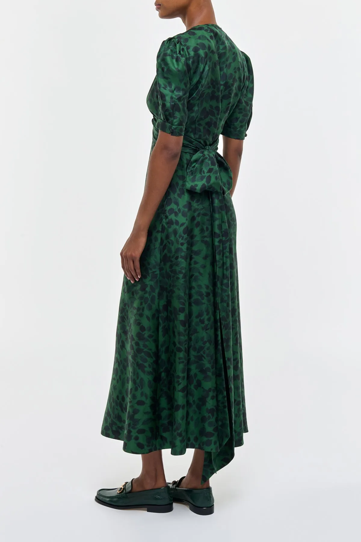Larkin Maxi Dress in English Green Printed Silk sold by Gabriela Hearst product image thumbnail 4
