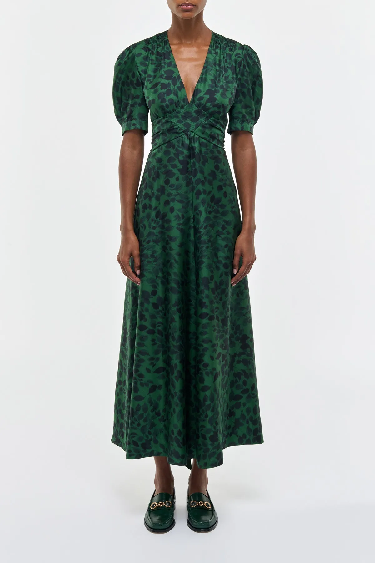Larkin Maxi Dress in English Green Printed Silk sold by Gabriela Hearst product image thumbnail 2