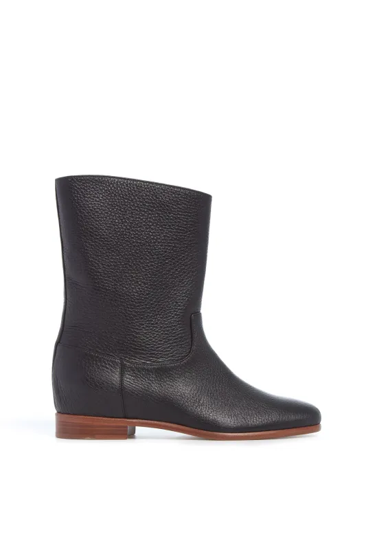 Tina Ankle Boot in Black Textured Leather sold by Gabriela Hearst