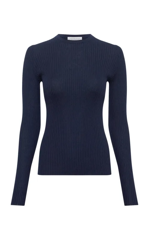 Browning Knit Sweater in Electric Navy Cashmere Silk sold by Gabriela Hearst