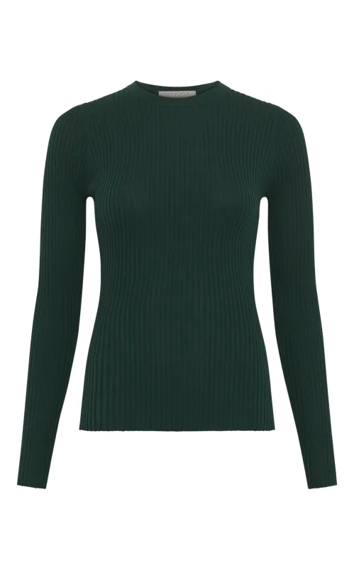 Browning Knit Sweater in English Green Cashmere Silk sold by Gabriela Hearst