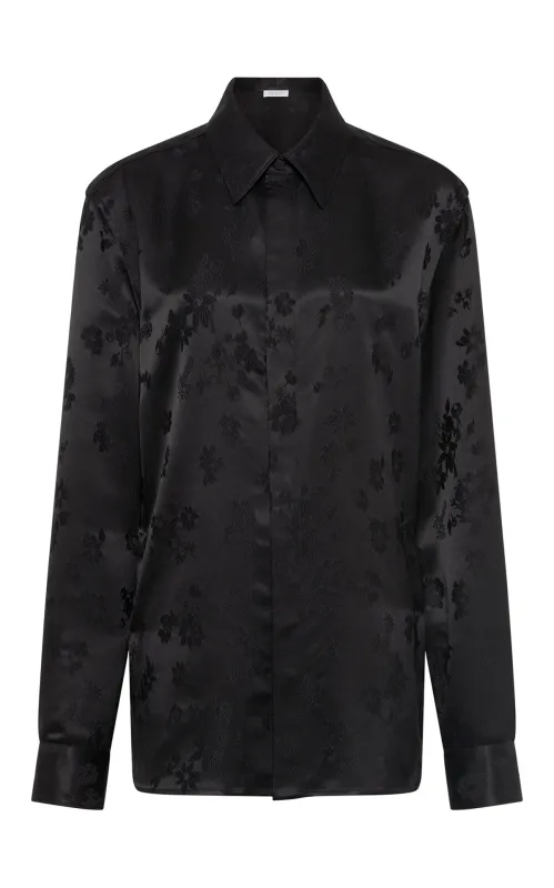 Cruz Shirt in Black Embroidered Silk sold by Gabriela Hearst
