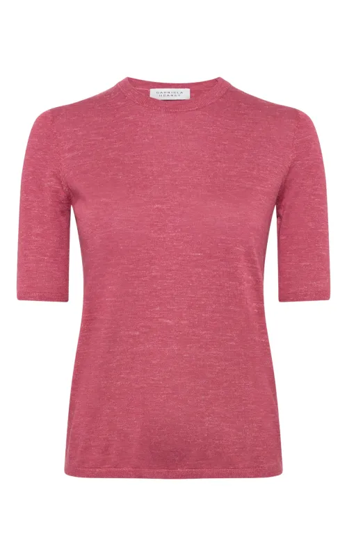 Chryse Knit T-Shirt in Fuchsia Cashmere Silk with Hemp sold by Gabriela Hearst