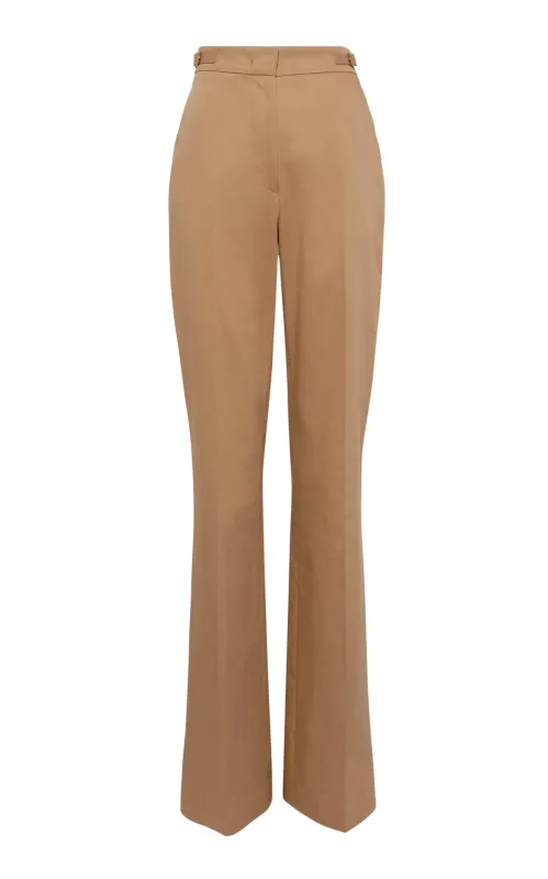 Vesta Flare Pant in Camel Sea Island Cotton Twill sold by Gabriela Hearst