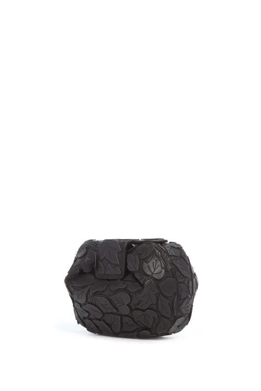 Soft Demi Embroidered Leaves Clutch in Black Nappa Leather sold by Gabriela Hearst