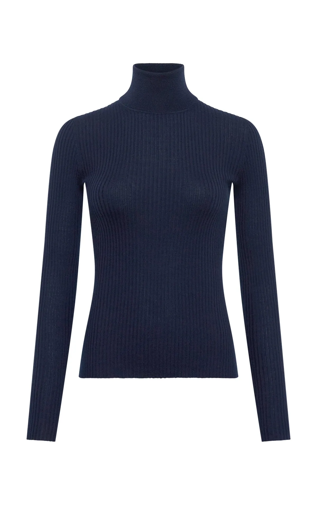 Peppe Knit Turtleneck in Electric Navy Cashmere Silk sold by Gabriela Hearst