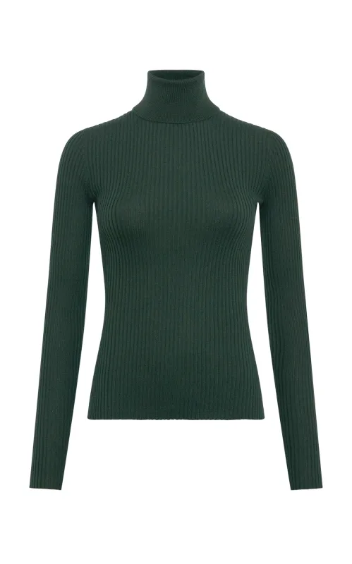 Peppe Knit Turtleneck in English Green Cashmere Silk sold by Gabriela Hearst