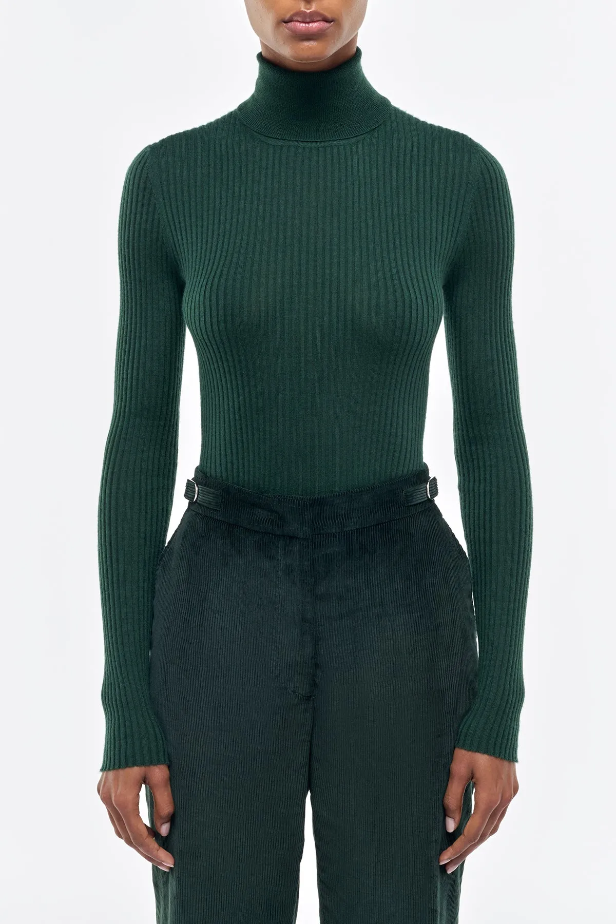 Peppe Knit Turtleneck in English Green Cashmere Silk sold by Gabriela Hearst product image thumbnail 2