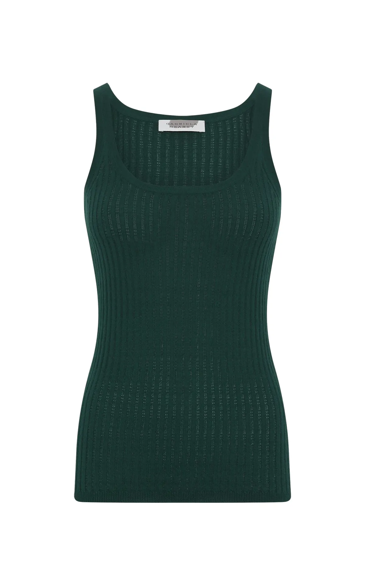 Nevin Pointelle Knit Tank Top in English Green Cashmere Silk sold by Gabriela Hearst