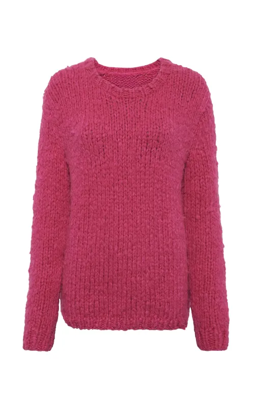 Lawrence Knit Sweater in Fuchsia Welfat Cashmere sold by Gabriela Hearst