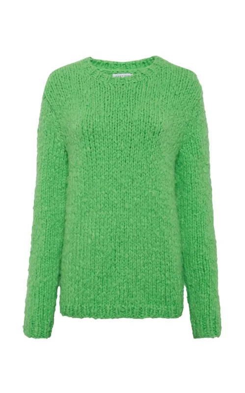 Lawrence Knit Sweater in Florescent Green Welfat Cashmere sold by Gabriela Hearst