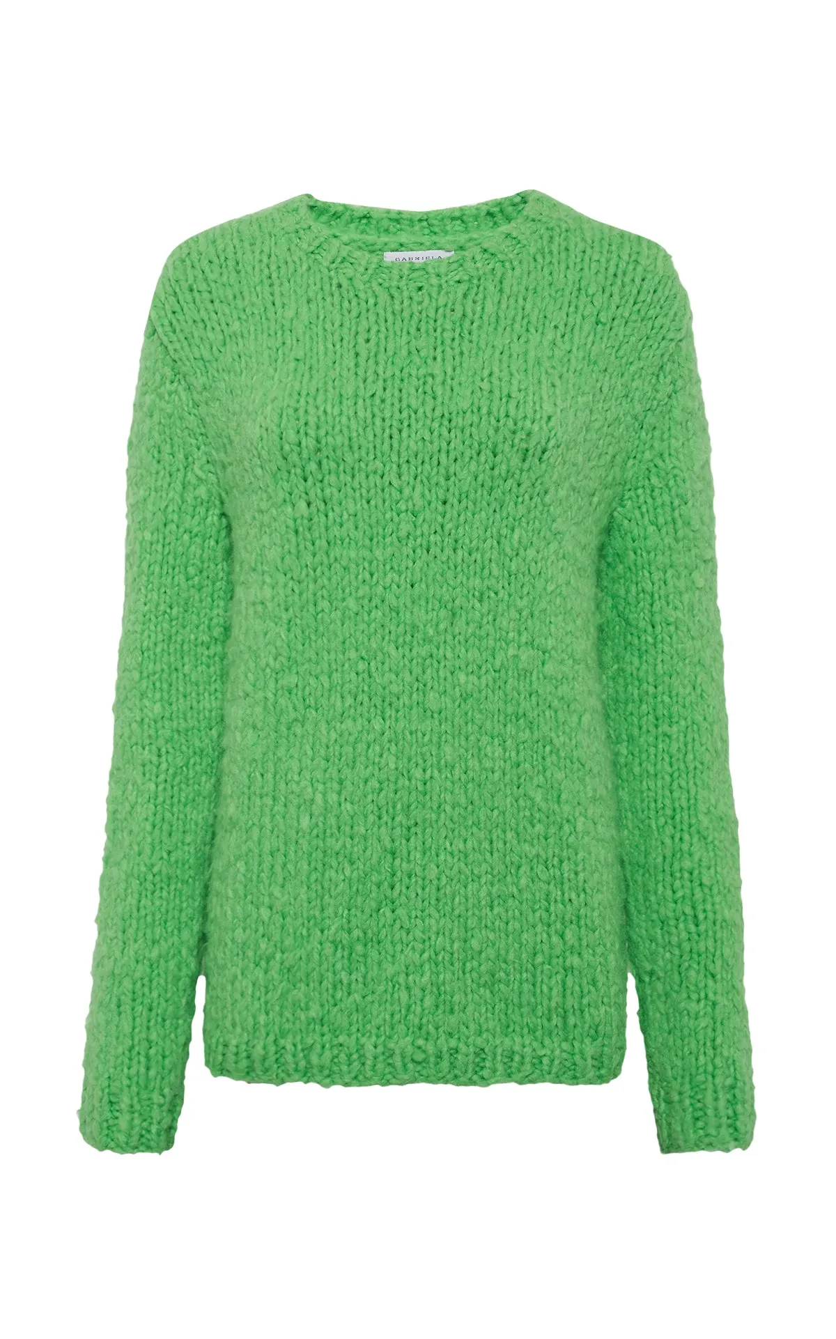 Lawrence Knit Sweater in Florescent Green Welfat Cashmere sold by Gabriela Hearst