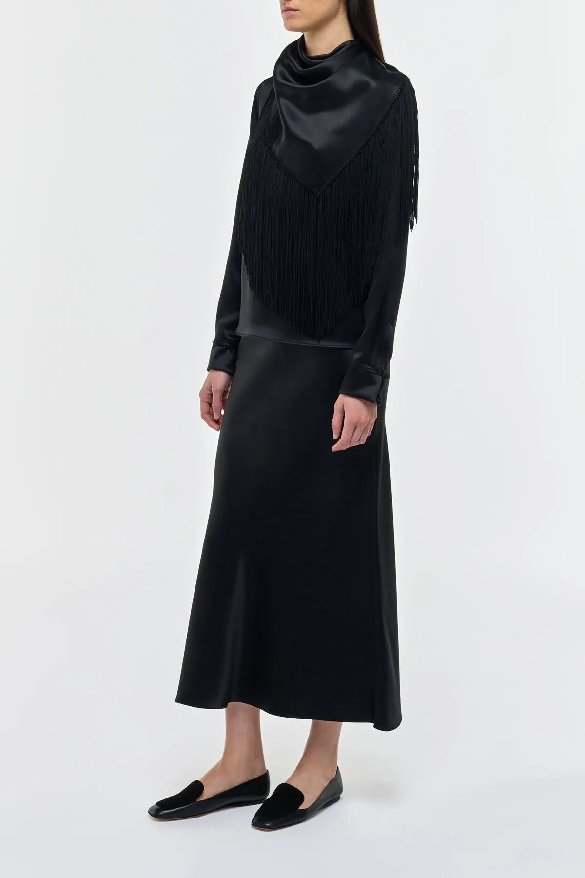 Frei Maxi Skirt in Black Silk Satin sold by Gabriela Hearst product image thumbnail 3