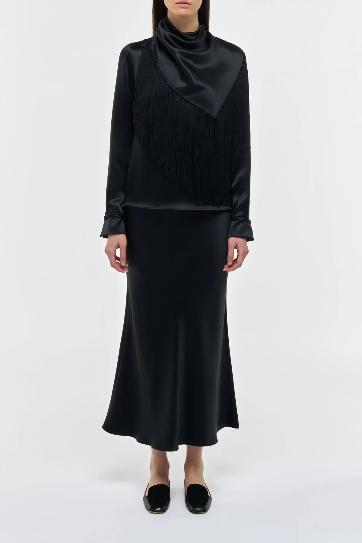 Frei Maxi Skirt in Black Silk Satin sold by Gabriela Hearst product image thumbnail 2