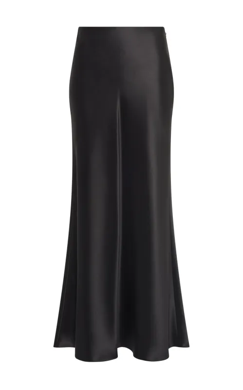 Frei Maxi Skirt in Black Silk Satin made by Gabriela Hearst