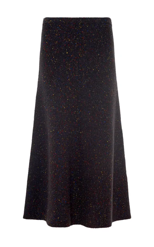 Eden Knit Midi Skirt in Charcoal Multi Speckled Aran Cashmere sold by Gabriela Hearst