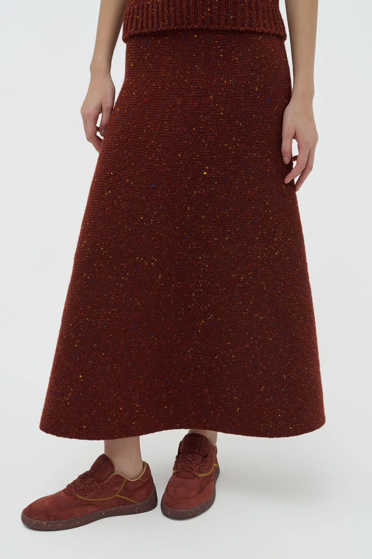 Eden Knit Midi Skirt in Burnt Sienna Multi Speckled Aran Cashmere sold by Gabriela Hearst product image thumbnail 5