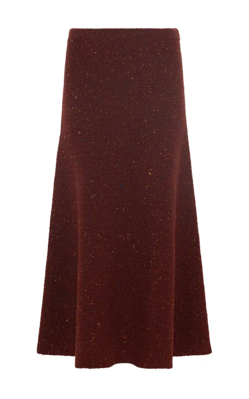 Eden Knit Midi Skirt in Burnt Sienna Multi Speckled Aran Cashmere sold by Gabriela Hearst