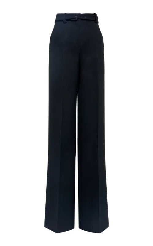 Norman Wide-Leg Pant in Black Virgin Wool sold by Gabriela Hearst