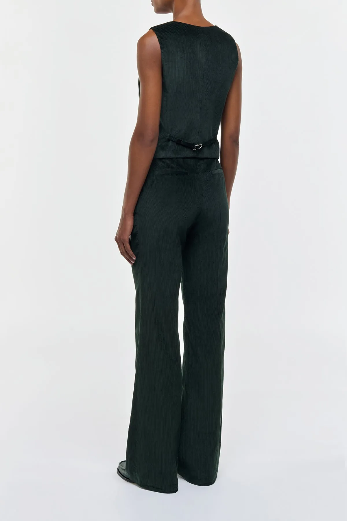 Vesta Flare Pant in English Green Sea Island Cotton Corduroy sold by Gabriela Hearst product image thumbnail 5