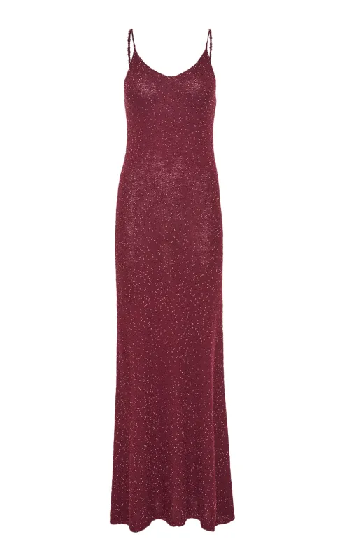 Florian Knit Maxi Slip Dress in Bordeaux Beaded Cashmere Silk sold by Gabriela Hearst