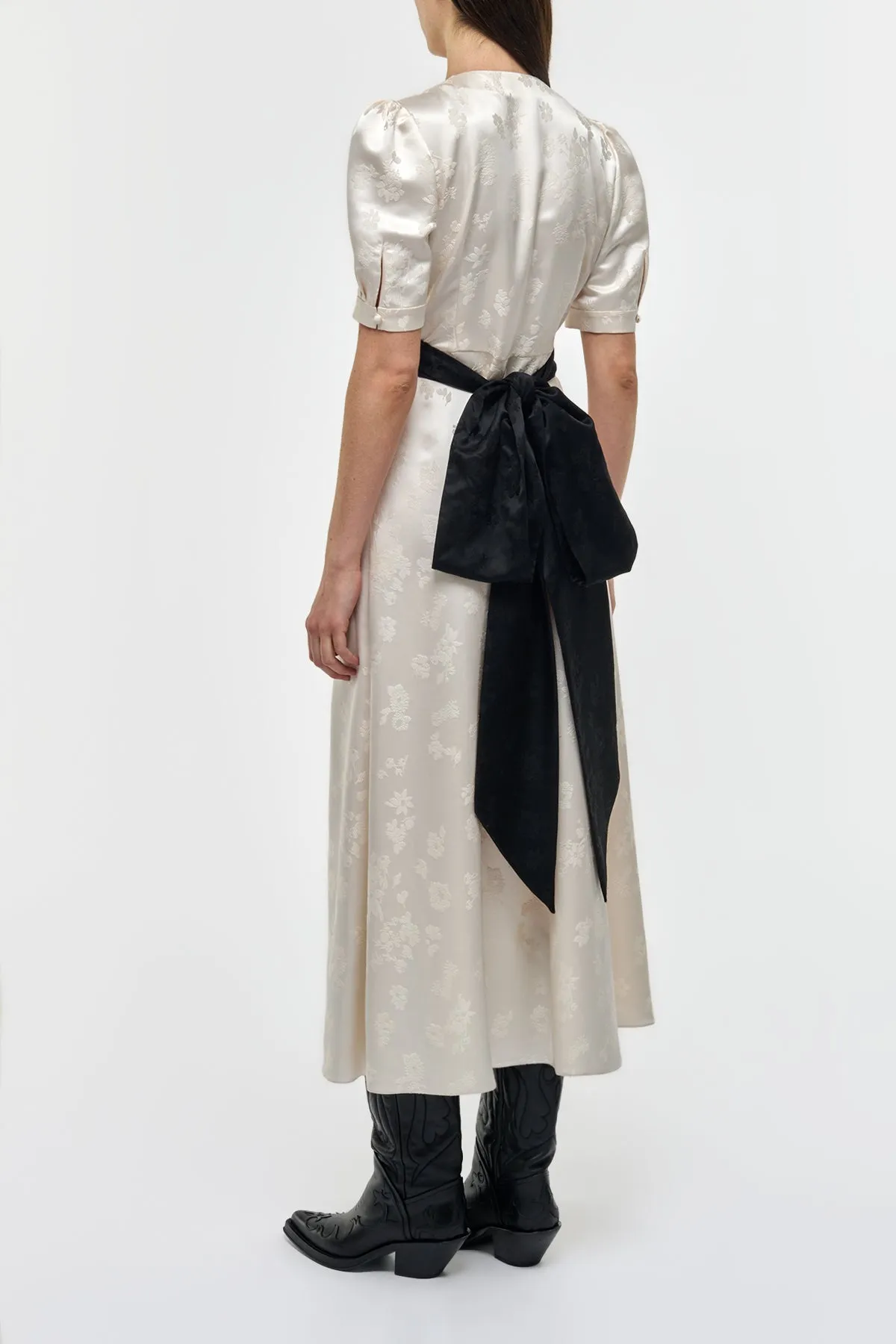 Larkin Maxi Dress in Ivory & Black Embroidered Silk sold by Gabriela Hearst product image thumbnail 5