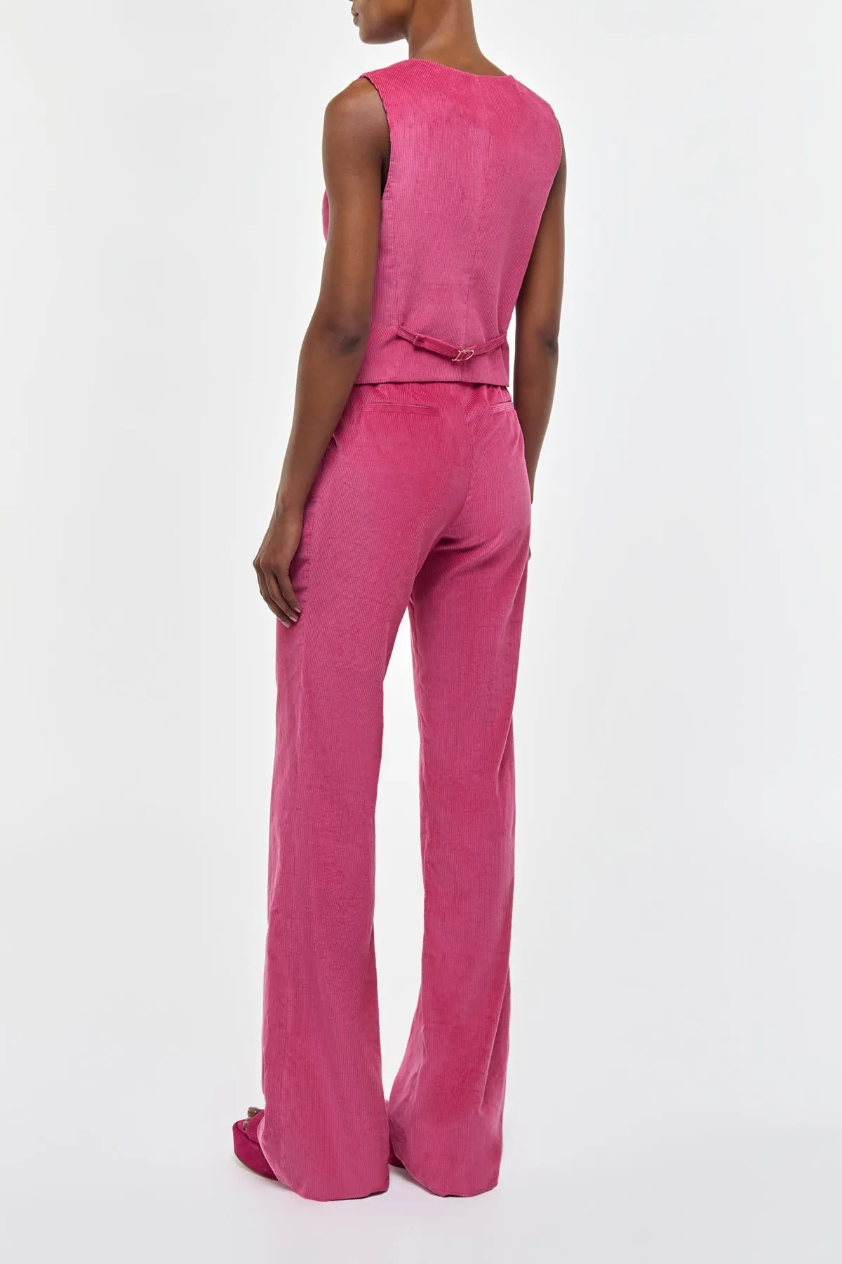 Vesta Flare Pant in Fuchsia Sea Island Cotton Corduroy sold by Gabriela Hearst product image thumbnail 4
