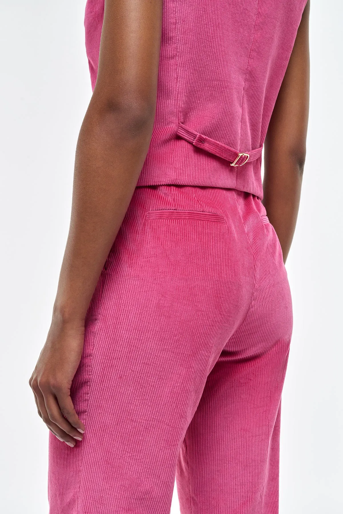 Vesta Flare Pant in Fuchsia Sea Island Cotton Corduroy sold by Gabriela Hearst product image thumbnail 5