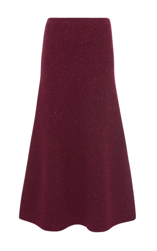 Eden Knit Midi Skirt in Bordeaux Speckled Aran Cashmere sold by Gabriela Hearst
