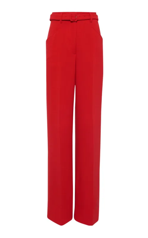 Norman Wide-leg Pant in Scarlet Red Virgin Wool Crepe sold by Gabriela Hearst