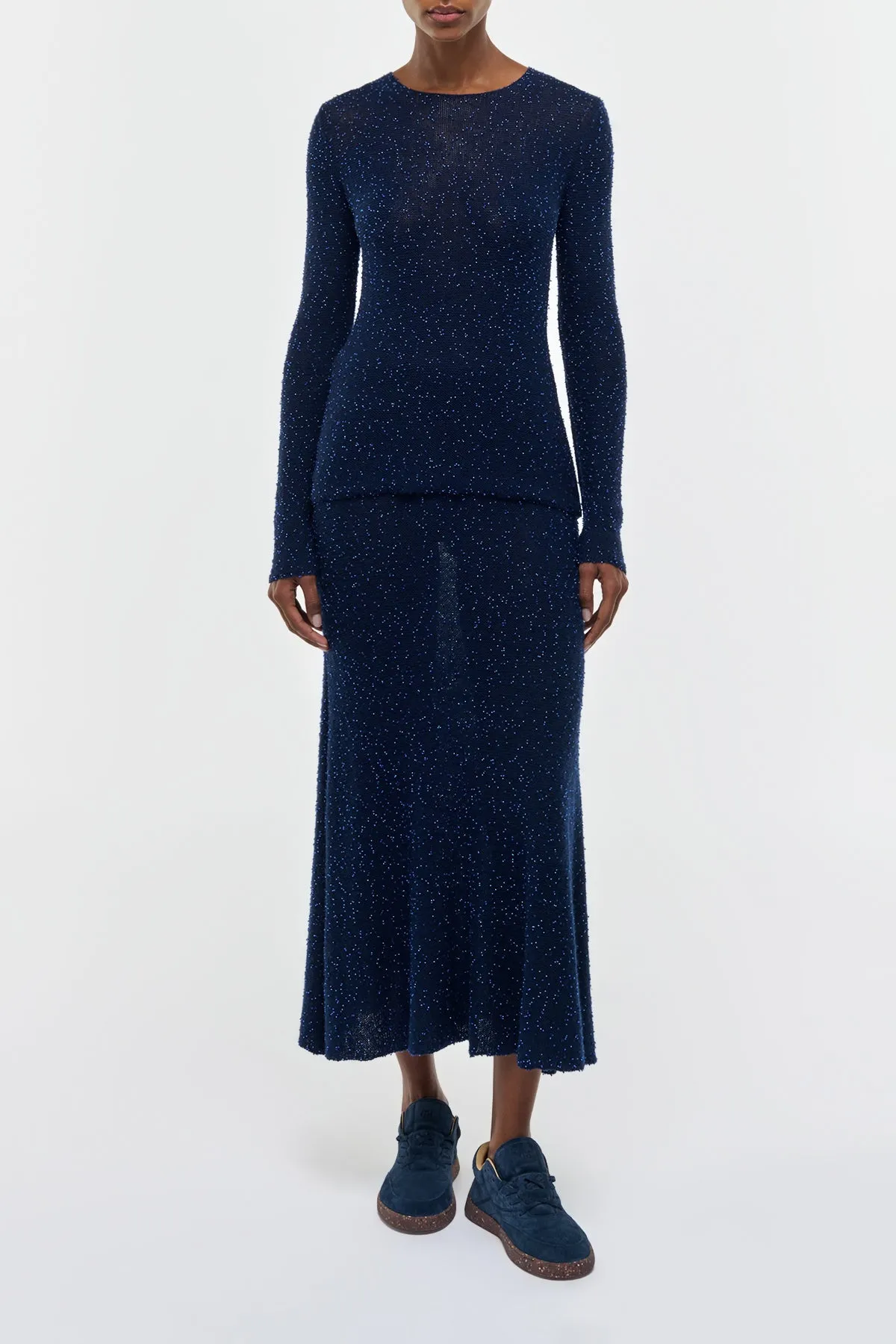 Nello Knit Sweater in Electric Navy Beaded Cashmere Silk sold by Gabriela Hearst product image thumbnail 2