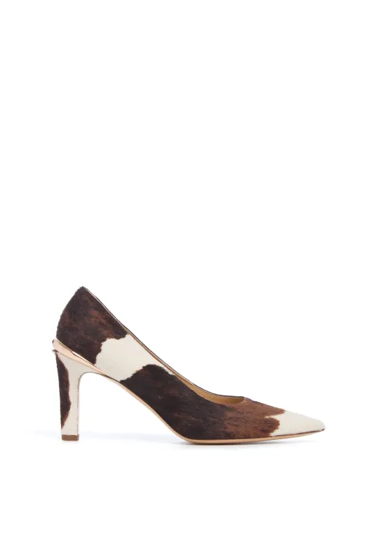 Edwina High Heel Stiletto Pump in Ivory Cognac Multi Pony Hair sold by Gabriela Hearst