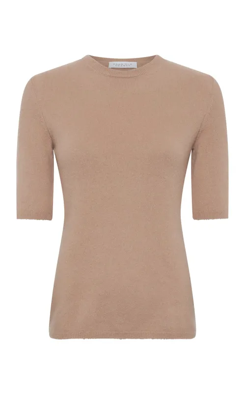 Xanthe Knit Top in Camel Brushed Cashmere sold by Gabriela Hearst