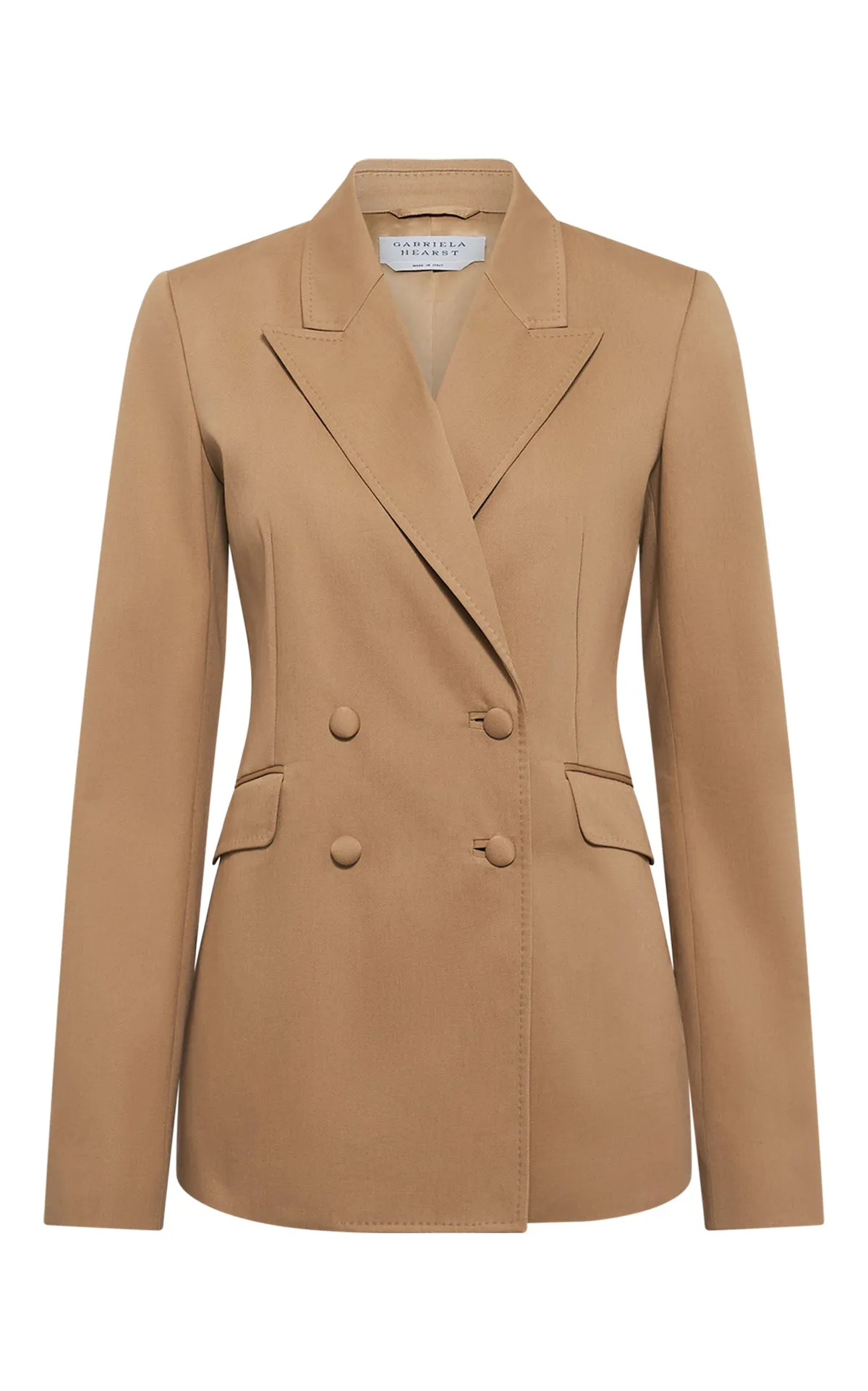 Angela Blazer in Camel Light Sea Island Cotton Twill sold by Gabriela Hearst
