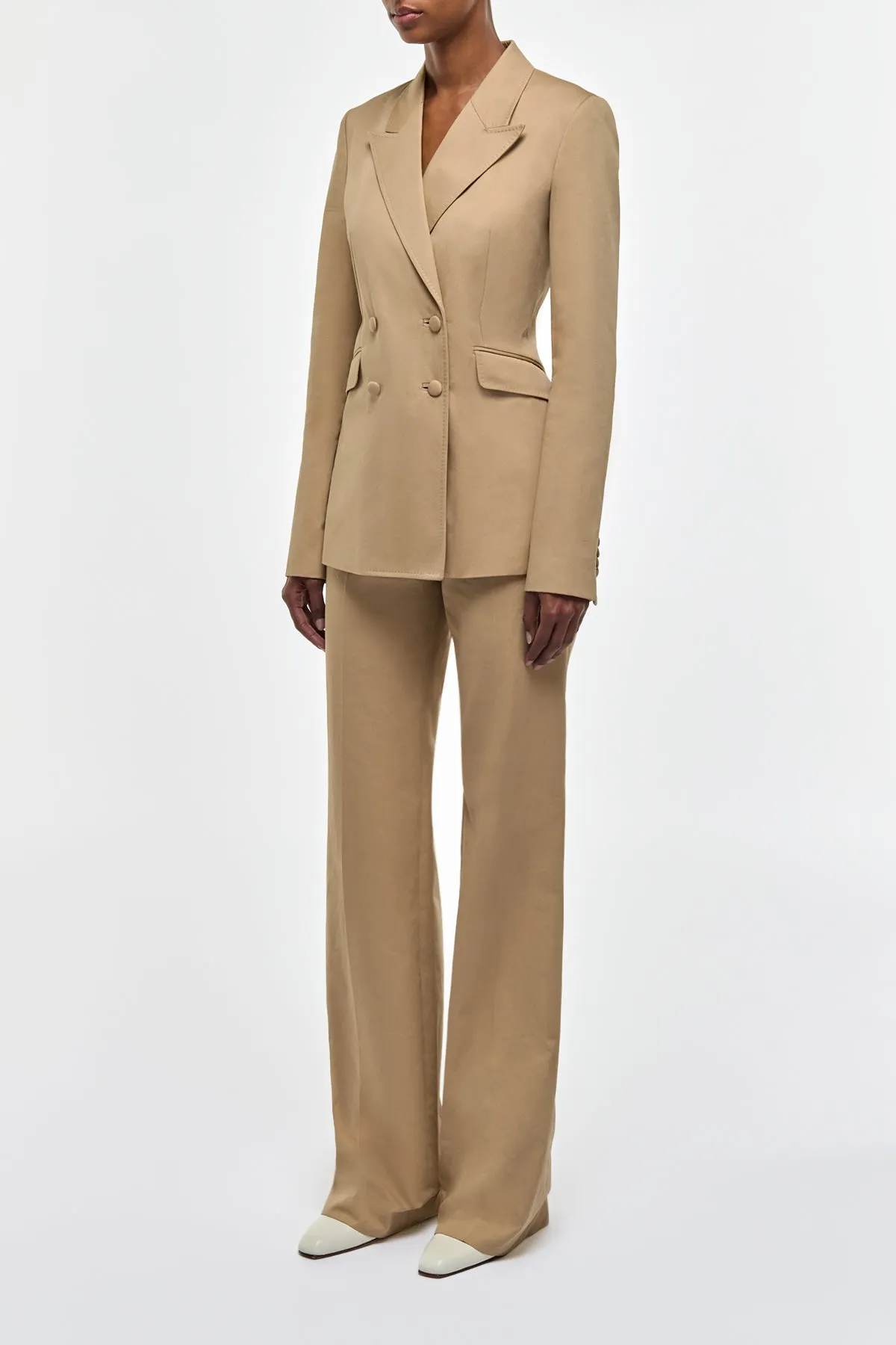 Angela Blazer in Camel Light Sea Island Cotton Twill sold by Gabriela Hearst product image thumbnail 3