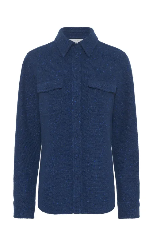 John Austin Shirt in Electric Navy Speckled Cashmere sold by Gabriela Hearst