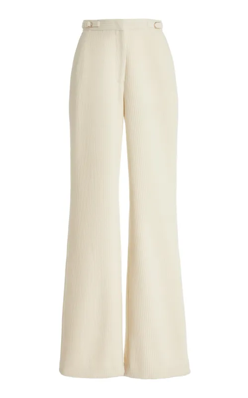 Vesta Flare Pant in Ivory Fine Cashmere Corduroy sold by Gabriela Hearst