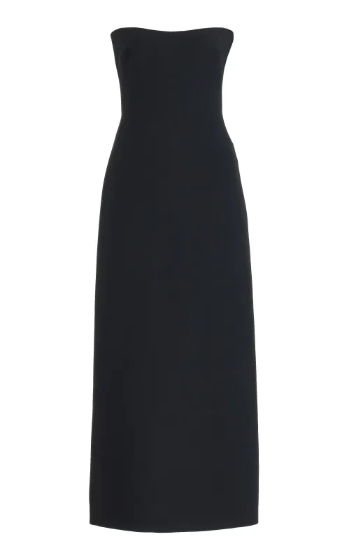 Opus Maxi Dress in Black Wool Silk Cady sold by Gabriela Hearst